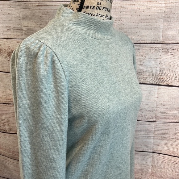 Madewell Resourced Plush MockNeck Top NWT Puff Sleeve Fitted Cotton Size Small - Picture 4 of 12